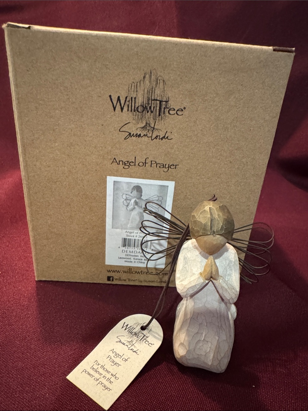 Willow Tree Angel of Prayer - Brown and Cream Figurine - Like New With Box